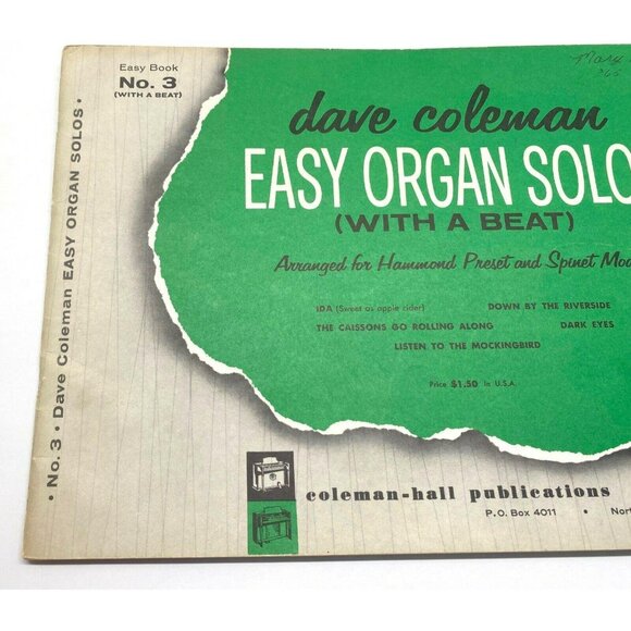 Dave Coleman Easy Organ Solos Book With A Beat #3 Hammond Preset & Spinet Models - Picture 5 of 7